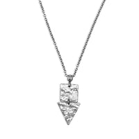 Long Silver Square and Triangle Pendant Necklace - Creative Jewelry by Marcia - Asymmetrical Jewelry - Timeless Jewelry